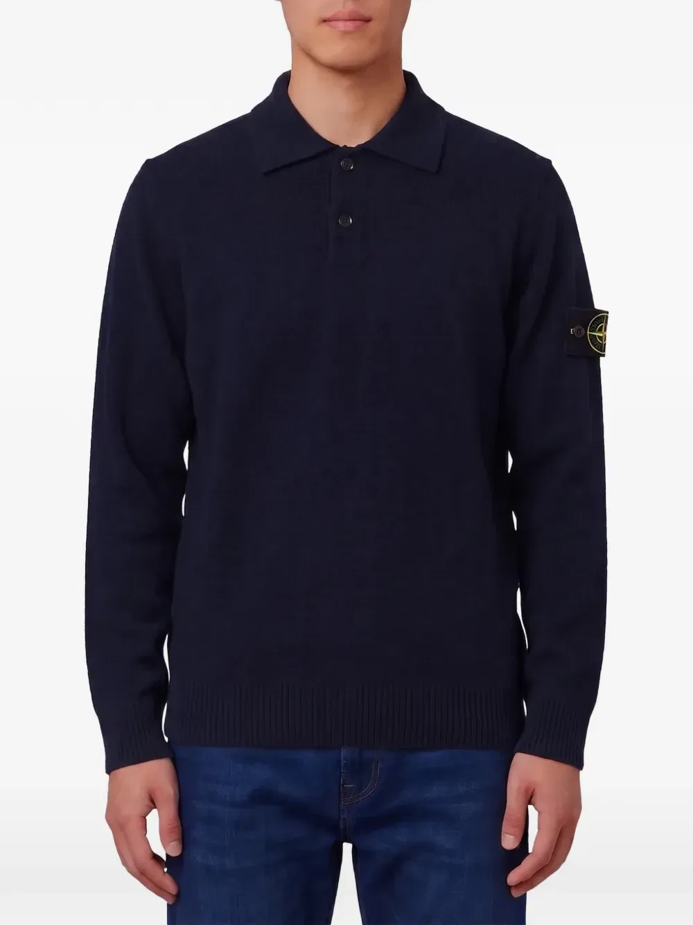 Поло из натуральной шерсти с нашивкой-логотипом Stone Island, синий