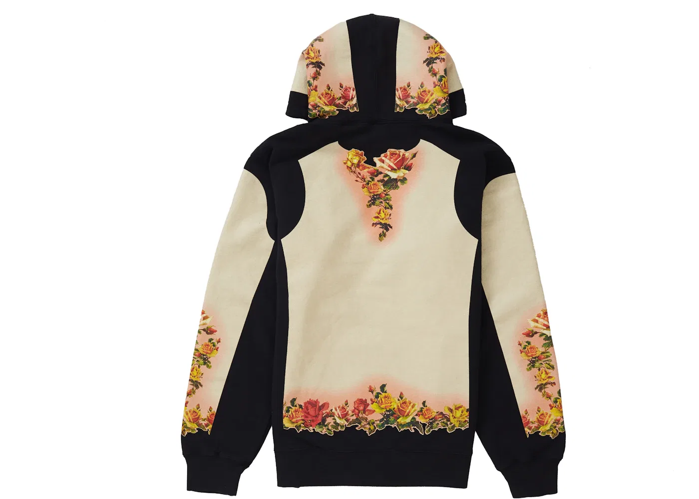 Мужской худи с принтом Supreme Jean Paul Gaultier Floral Print Hooded Sweatshirt Supreme, Black — фото 2