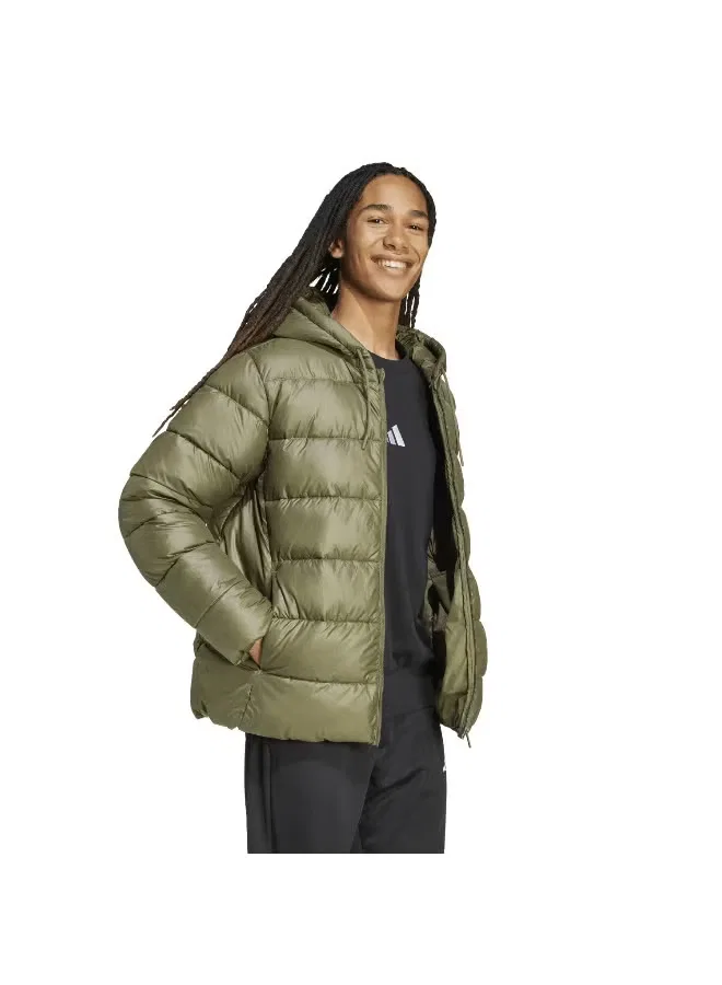 Куртка утепленная с капюшоном Ess sd puf hd j Adidas, оливковый — фото 4