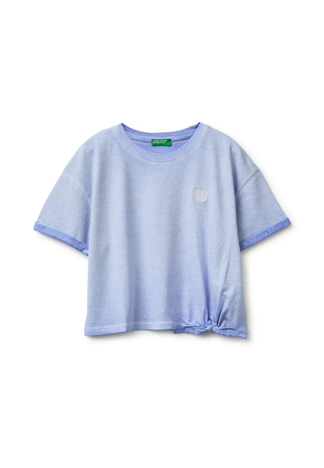 Футболка с принтом и декоративным узлом... - футболка с принтом United Colors Of Benetton, Blue