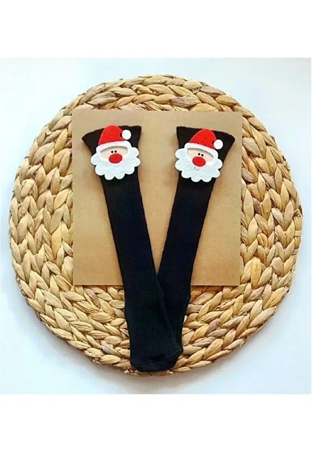 Детские носки для мальчиков и девочек с рисунком Santa Claus Felted Asa Bebek Çocuk, Black