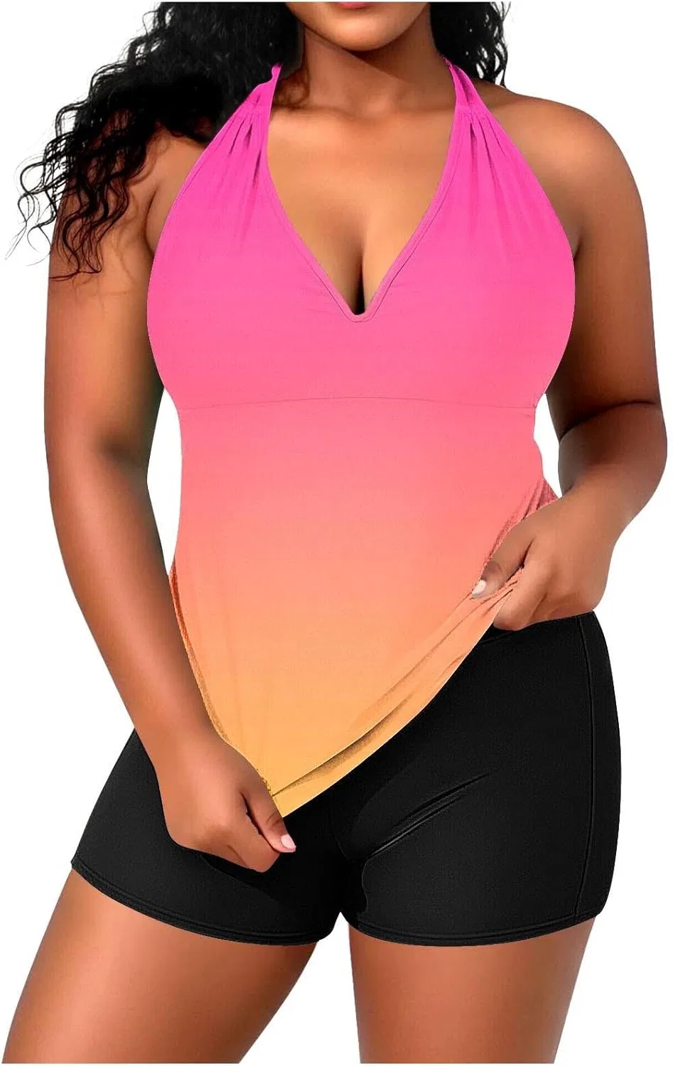 Женский бикини-комплект с завышенной талией Plunge, Hot Pink