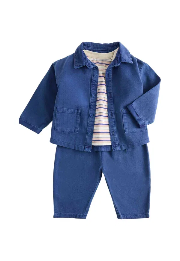 Комплект из топа и брюк из 100% хлопка, 3 piece top & bottom outfit, Marks & Spencer mix, синий — фото 2