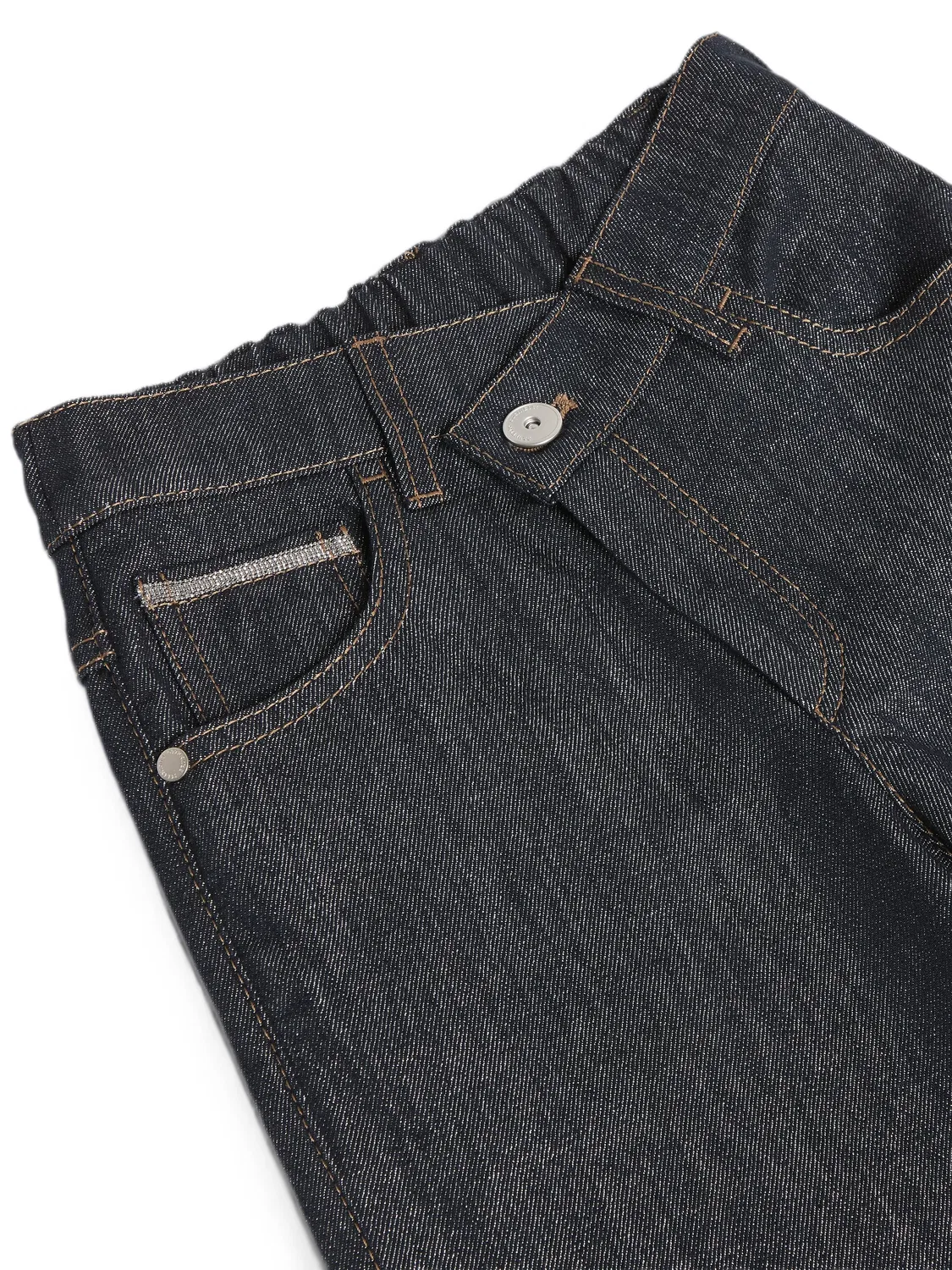 Джинсы с эффектом запаха Brunello Cucinelli Kids, синий — фото 3