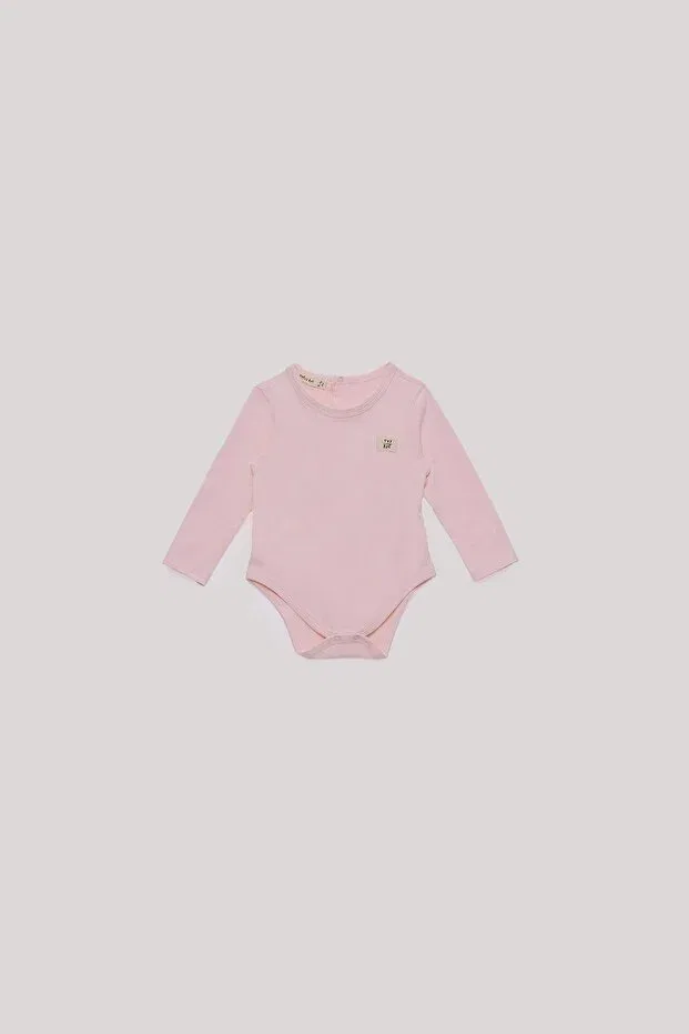 Детское боди-комбинезон для девочек с длинным рукавом Tyess Basic, Pink