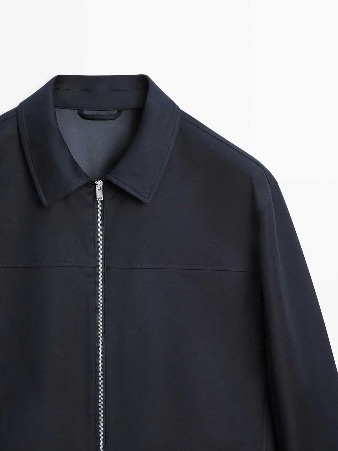 Куртка Massimo Dutti, из смесовой хлопковой ткани, темно-синий — фото 4