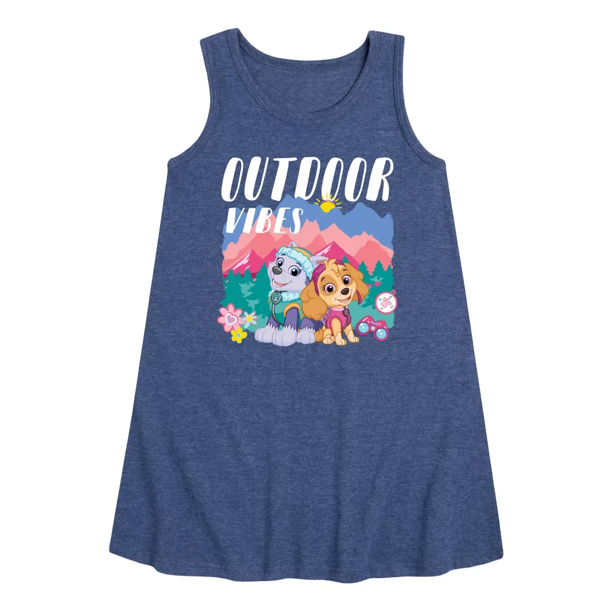 Детское платье-трапеция для девочек без рукавов с принтом Outdoor Vibes PAW Patrol, Heather Navy