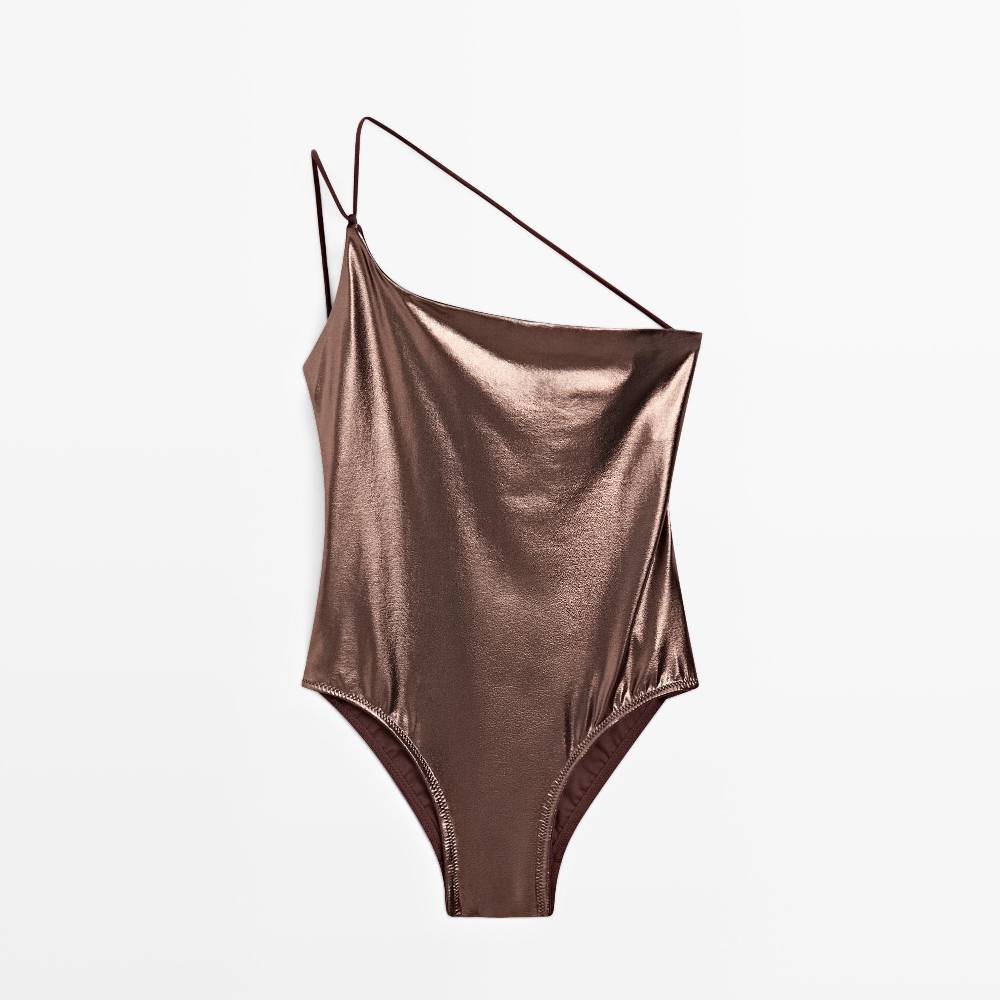 Купальник Massimo Dutti With asymmetric strap, коричневый