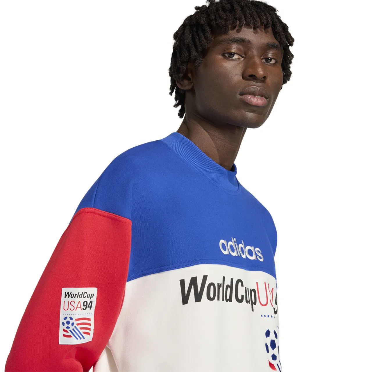 Мужской свитшот US94 GR Crew Fleece Adidas, цвет White/Blue — фото 3