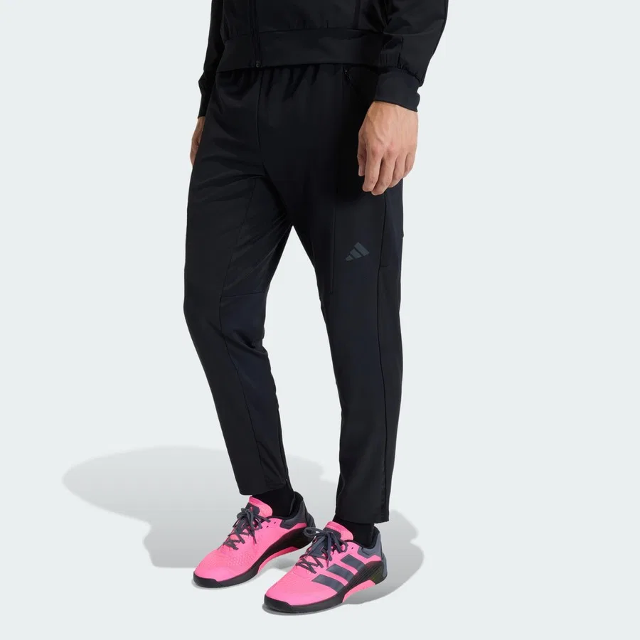 Спортивные штаны с зауженным кроем и шнурком, модель D4T Workout Pants, adidas, Черный