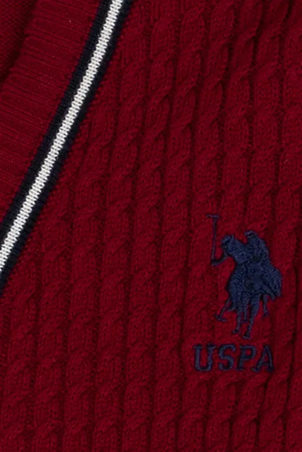 Детский кардиган для мальчиков с принтом U.S. Polo Assn., Burgundy — фото 3