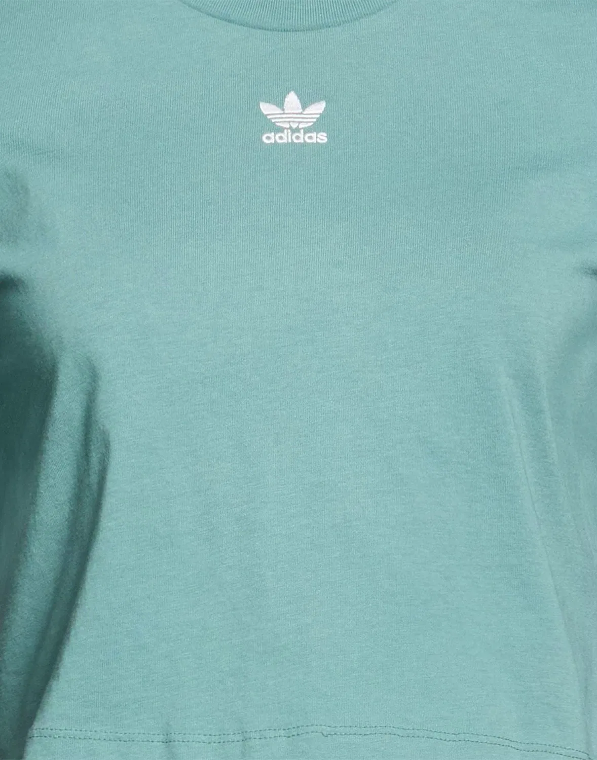 Женский укороченный топ с вышитым логотипом Adidas, зеленый — фото 4