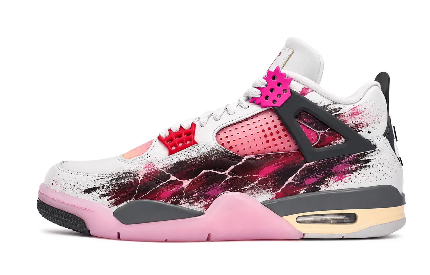 Детские баскетбольные кроссовки с принтом Crimson Flame Rift Jordan, White Pink