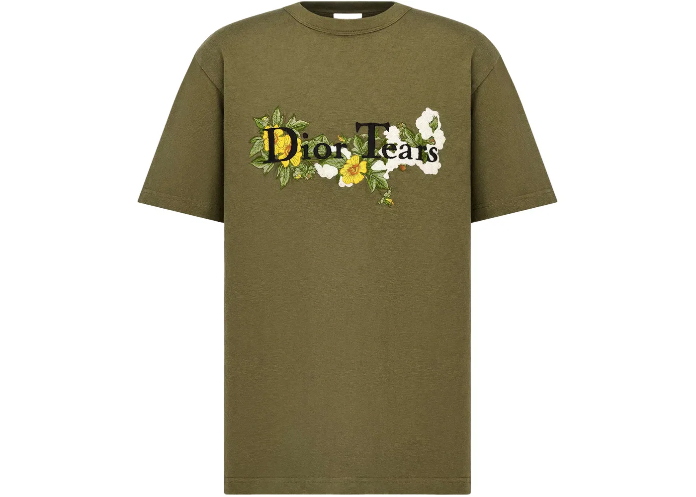 Мужская футболка свободного кроя Dior x Denim Tears Relaxed-Fit T-Shirt, Khaki
