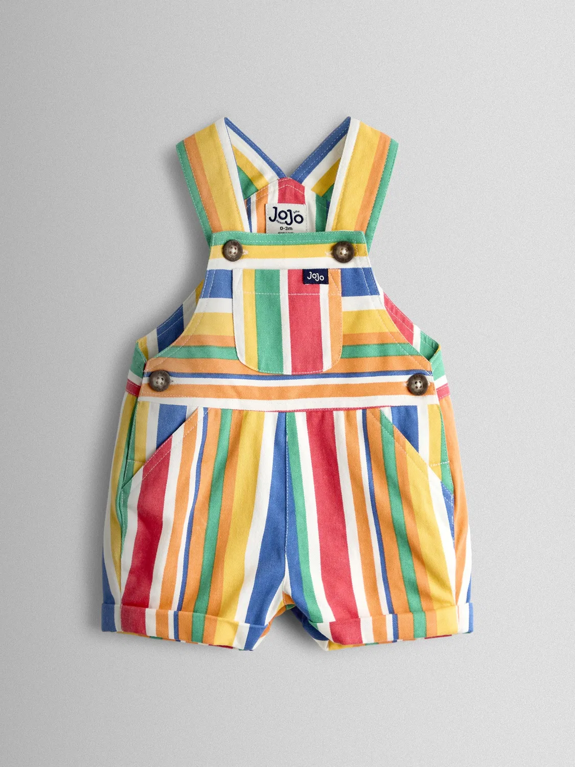 Комбинезон-ползунки 2-предметный набор Twill Dungaree Set & T-Shirt Jojo Maman Bébé, разноцветная полоска — фото 3