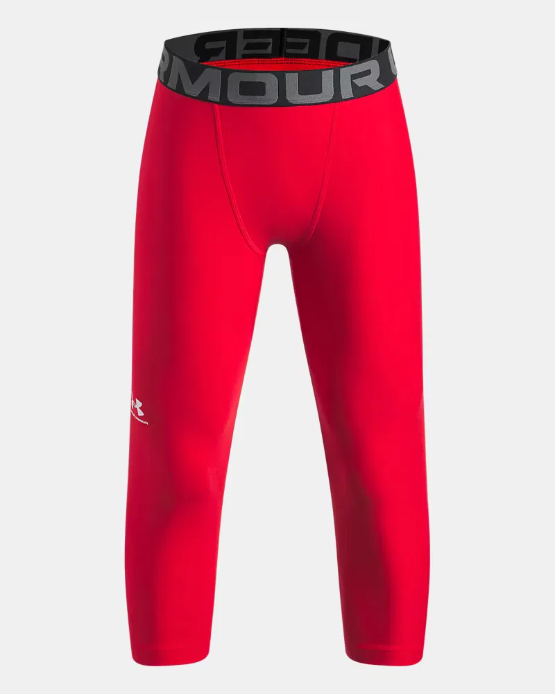 Леггинсы ¾ детские, длина по внутреннему шву 46 см, влагоотводящие HeatGear Armour UnderArmour, Red/White