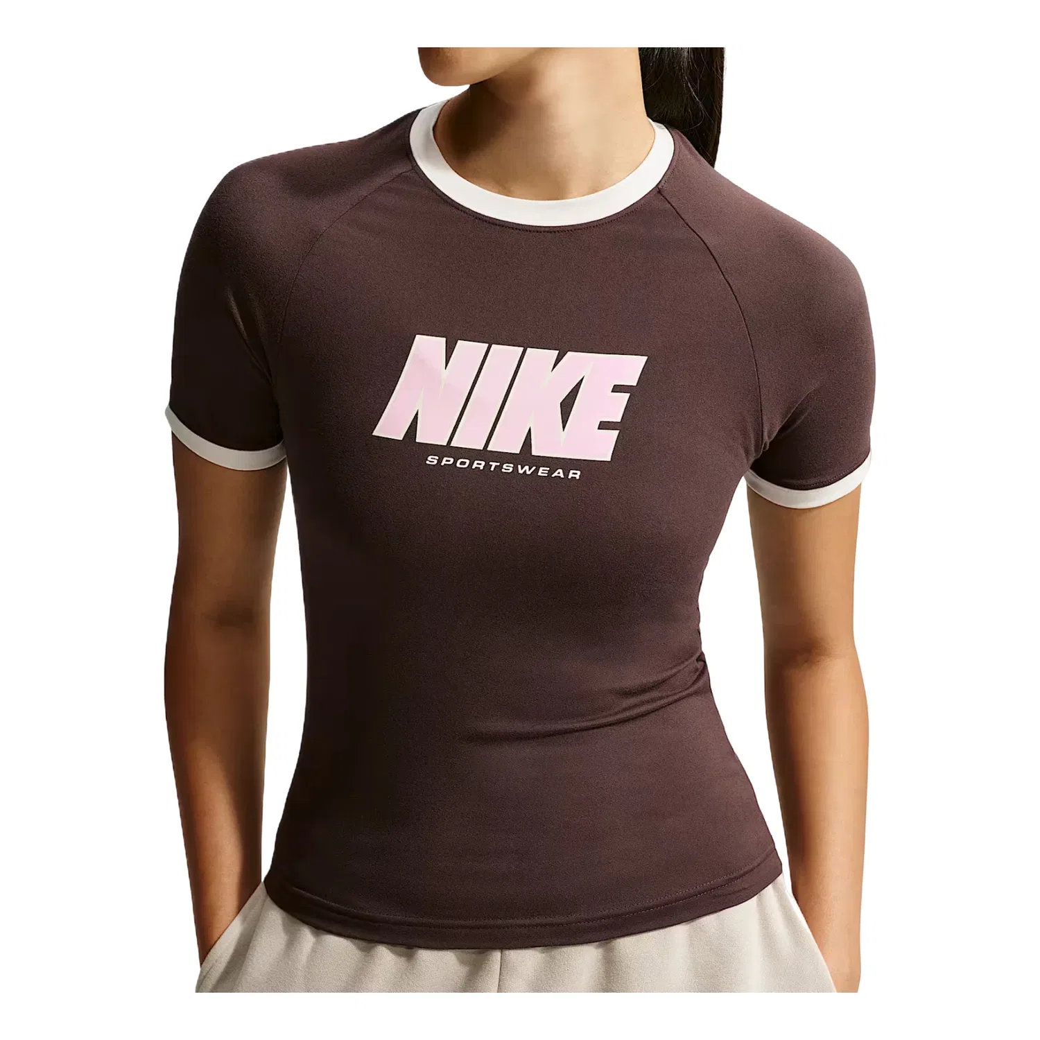 Женская футболка приталенная Nike Sportswear Fitted T-Shirt Baroque Brown Sail, коричневый