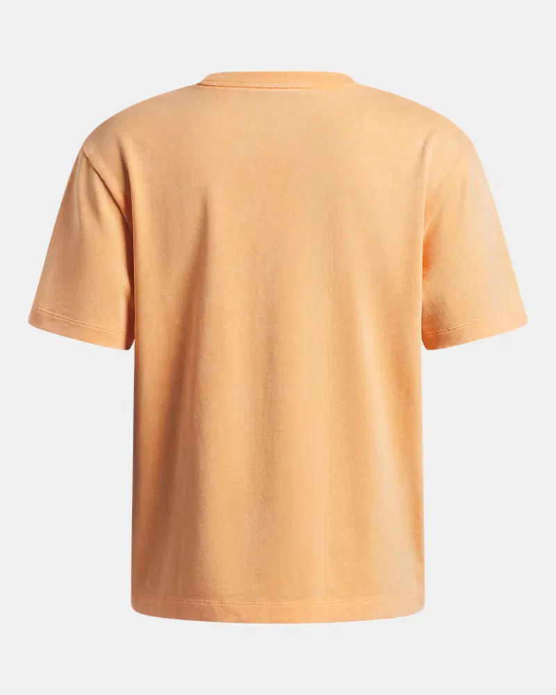 Футболка оверсайз для мальчиков с эффектом wash UA Heavyweight Wash UnderArmour, Orange Bloc/White — фото 2
