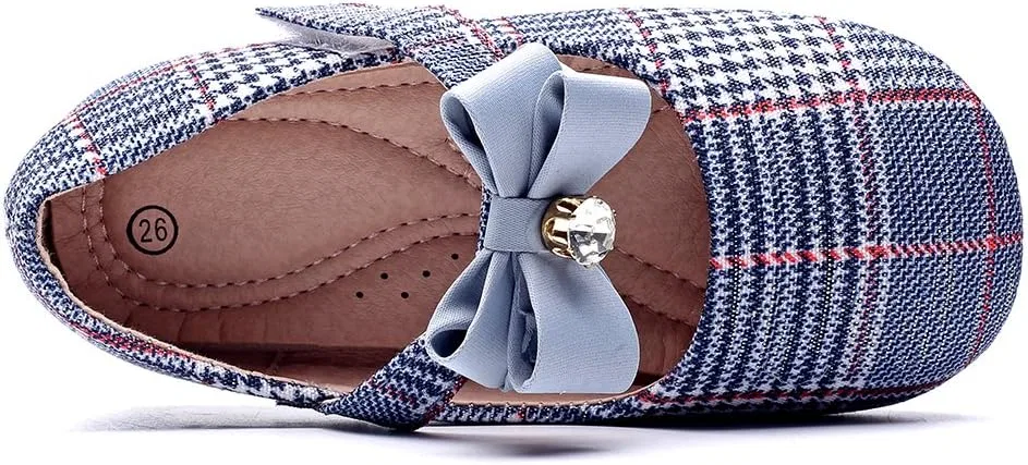 Детские балетки для девочек с принтом Marry Jane Flat Slip on School Ballerina Shoes Chiximaxu, Light Blue Bowknot — фото 4