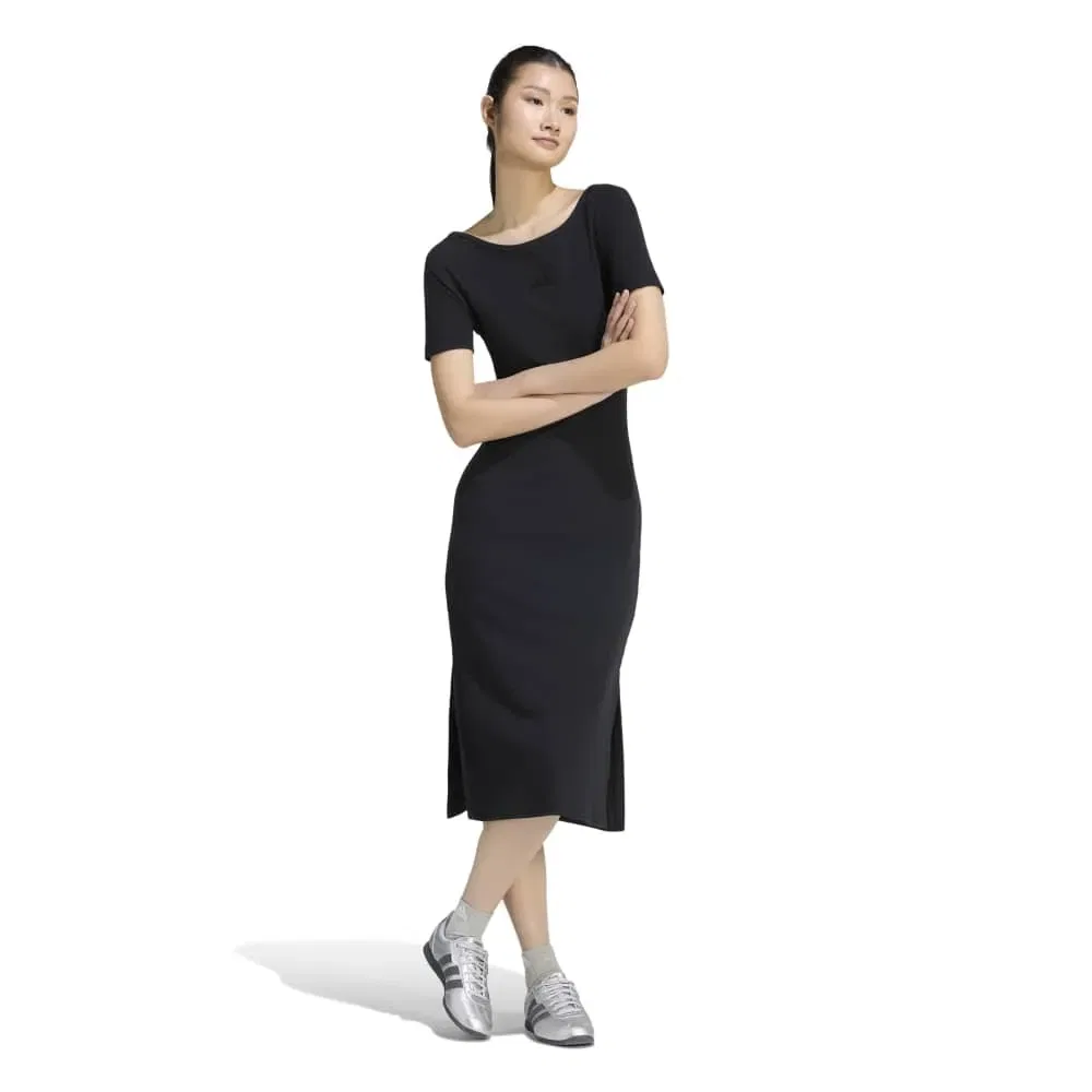 Платье миди с коротким рукавом Adidas, черный