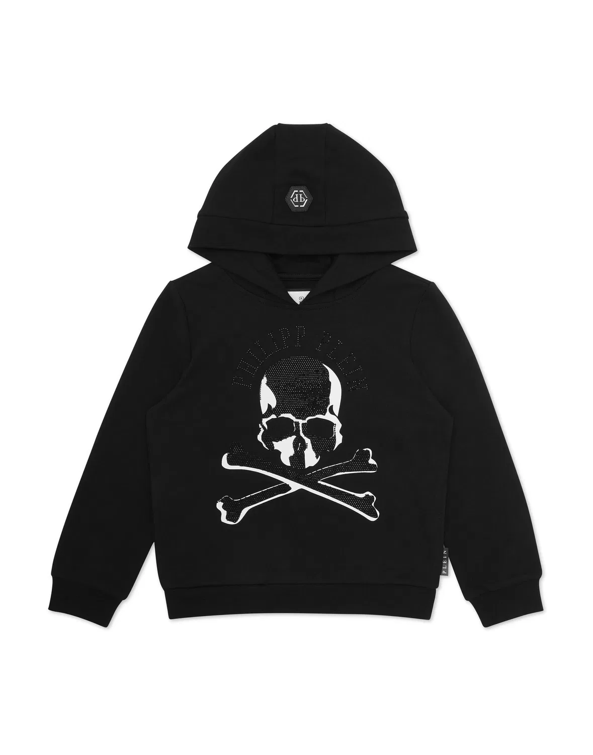 Детское худи с капюшоном с принтом черепа Skull&Bones PHILIPP PLEIN, черный