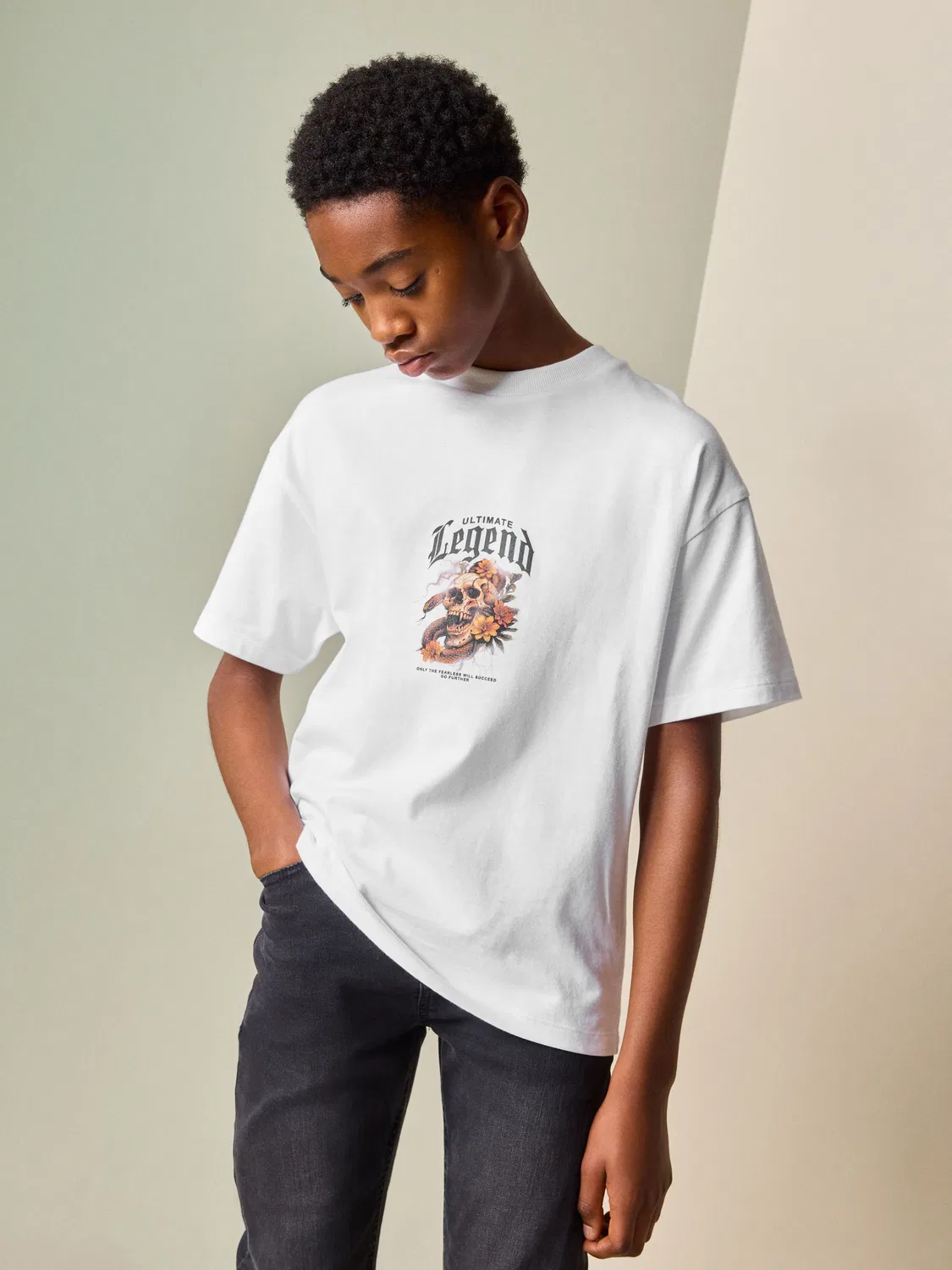 Футболка с принтом, Skull Back Print Next, белый — фото 2