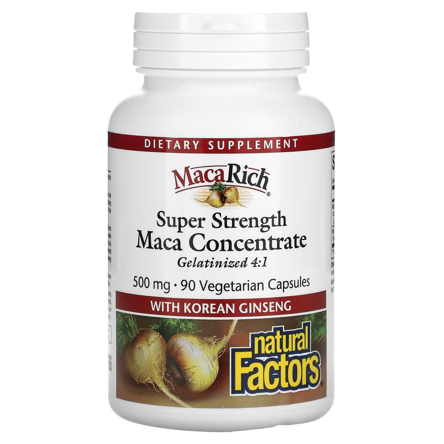 

Natural Factors Organic MacaRich мощная сверхпрочная мака с женьшенем 500 мг, 90 вегетарианских капсул
