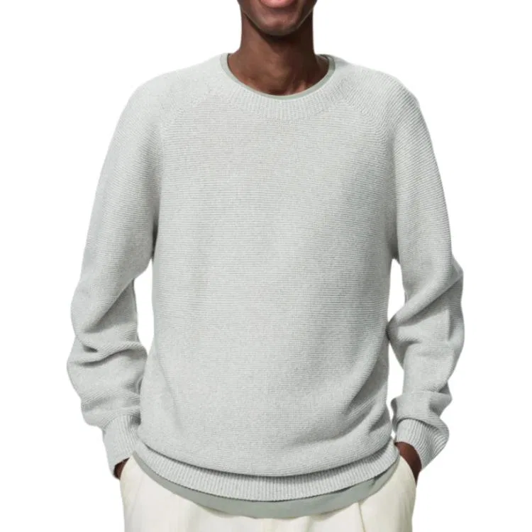 Мужской джемпер с круглым вырезом UNIQLO, Light Gray — фото 3