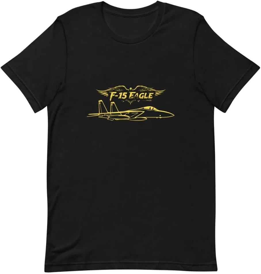 Мужская футболка с принтом F-15 Eagle Fighter Jet Unisex, Black