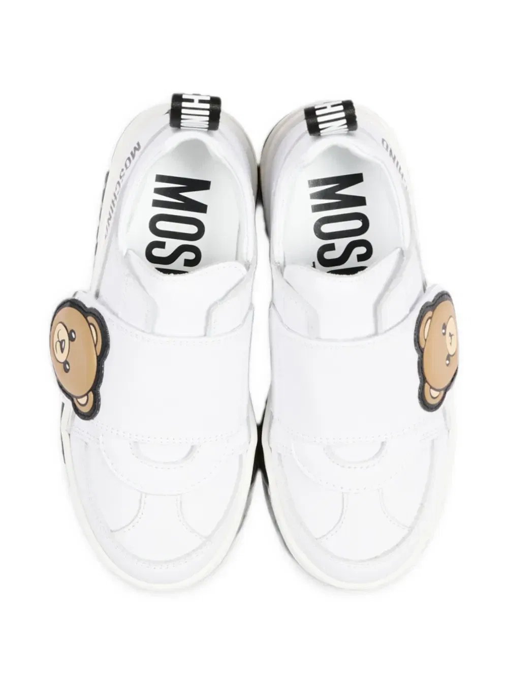 Кроссовки на липучках с мишкой Teddy Bear Moschino Kids, белый — фото 4