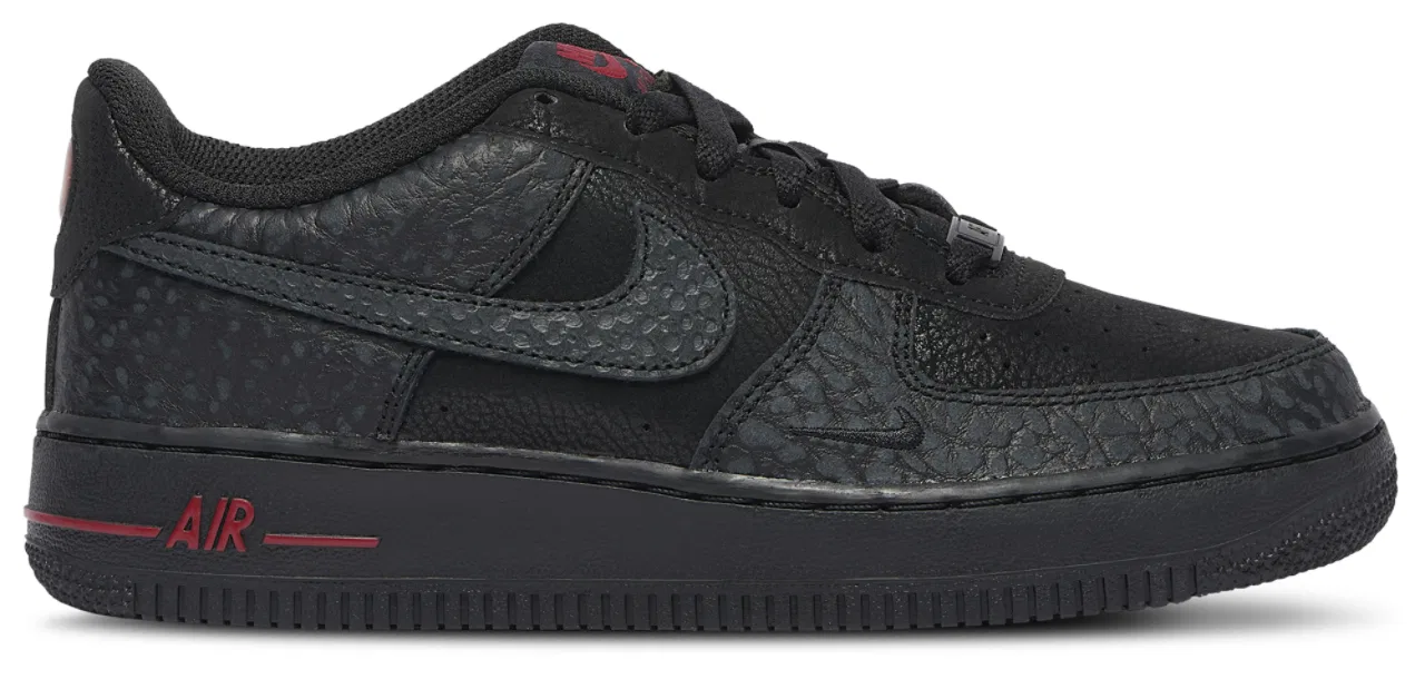 Детские кроссовки для мальчиков с кожаным верхом Air Force 1 Low Nike, черный/серый/красный