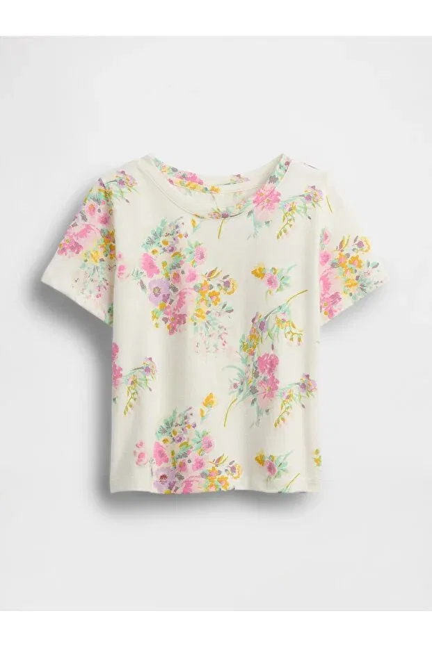 Детская футболка для девочек с принтом Cream Mix & Match Graphic Printed Gap, Cream-001