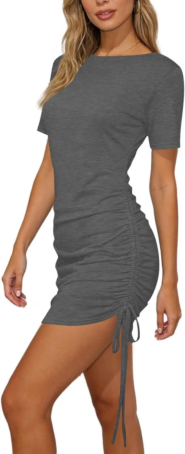 Женское мини-платье с завязками на боку Bodycon, Dark Gray — фото 4
