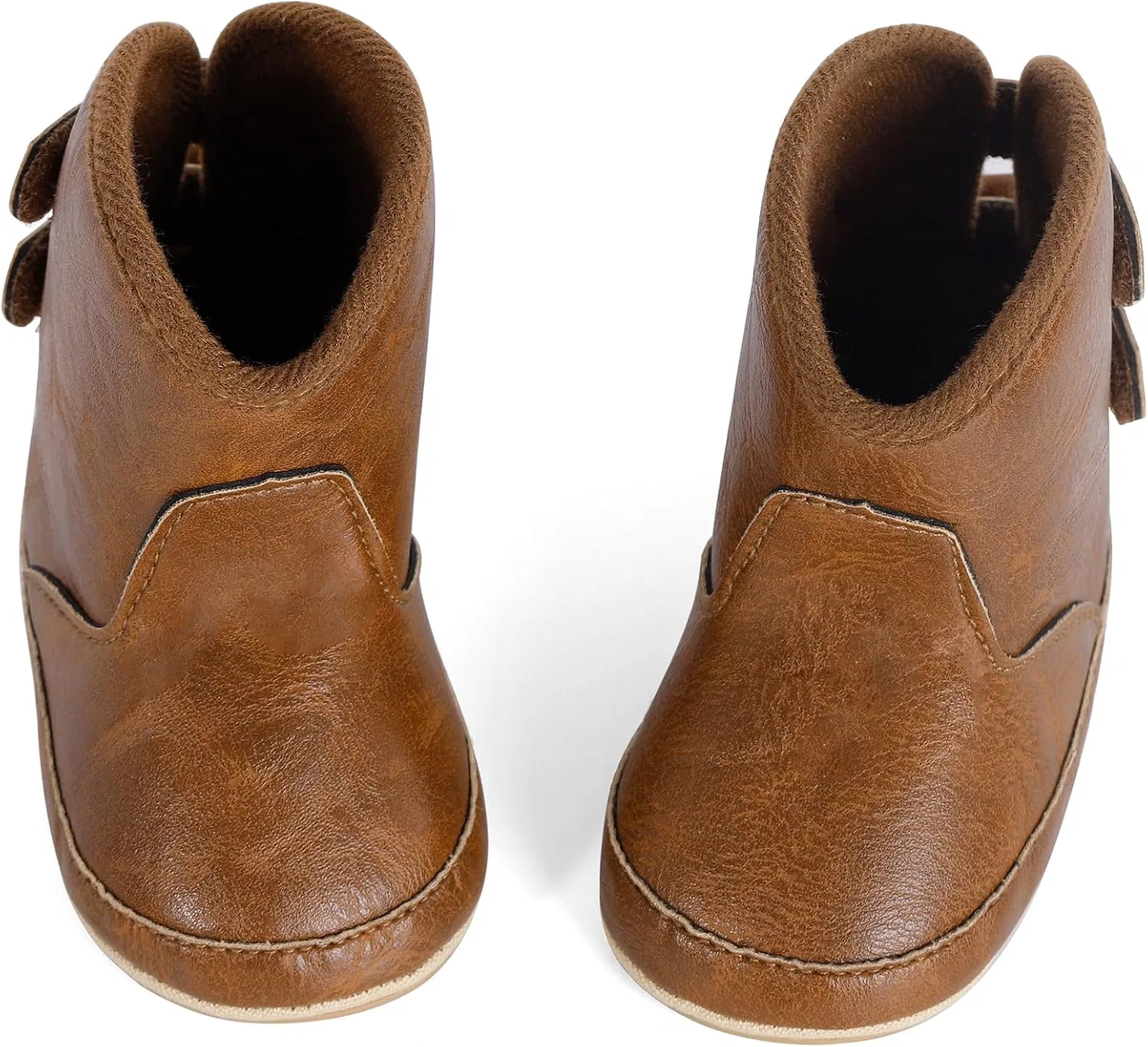 Детские ботинки для мальчиков с круглым носком Western Cowboy Boots ESTAMICO, Brown — фото 3