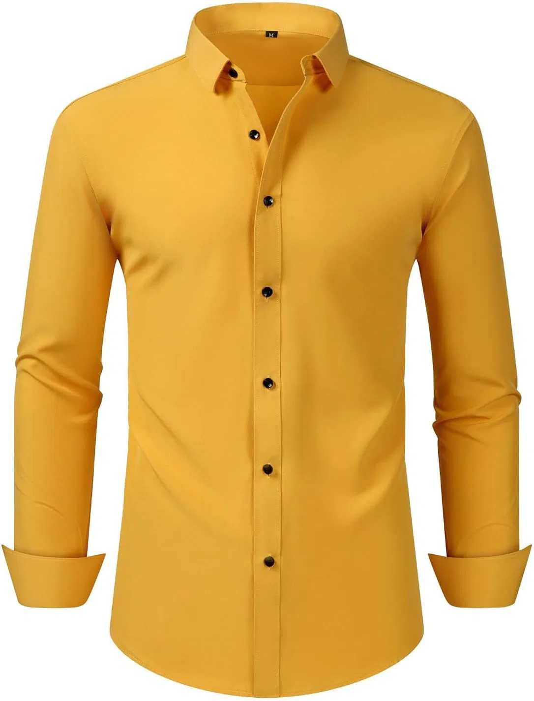 Мужская рубашка с длинным рукавом stretch Solid Lapel Collar, Gold