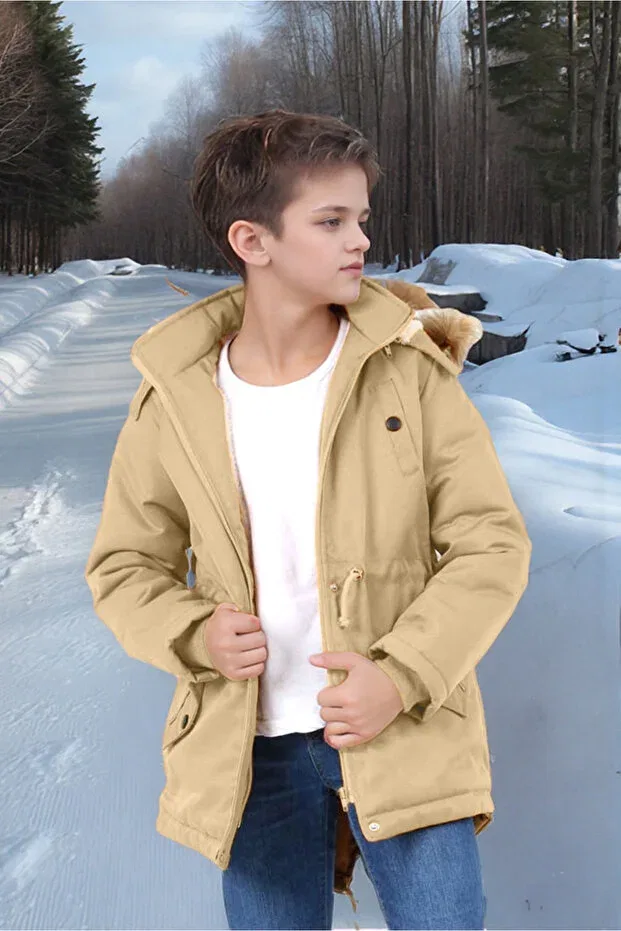 Детское зимнее пальто для девочек с капюшоном Joui Co, Beige