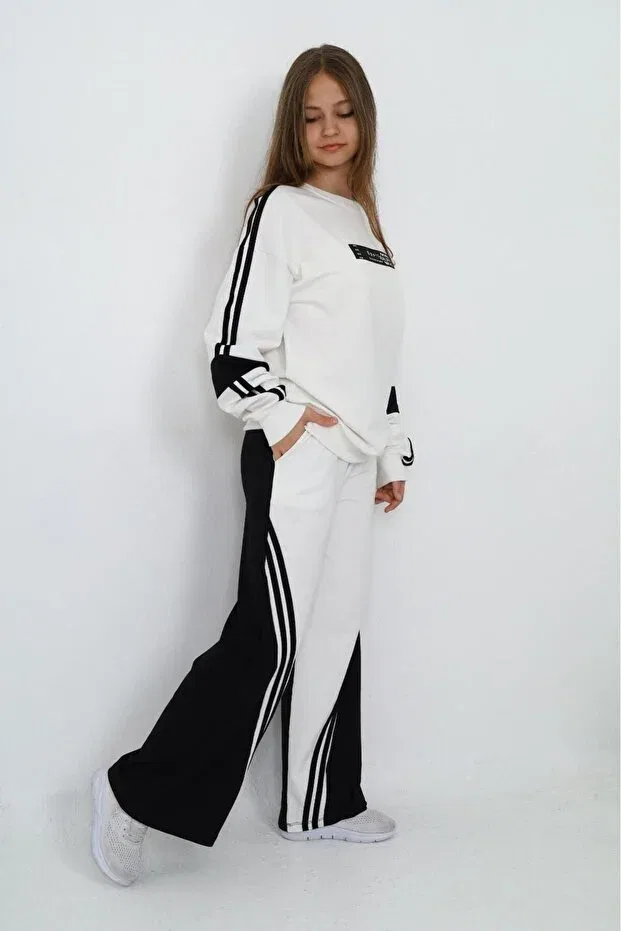 Детский спортивный костюм для девочек хлопковый оверсайз Sportswear Joui Co, White — фото 2