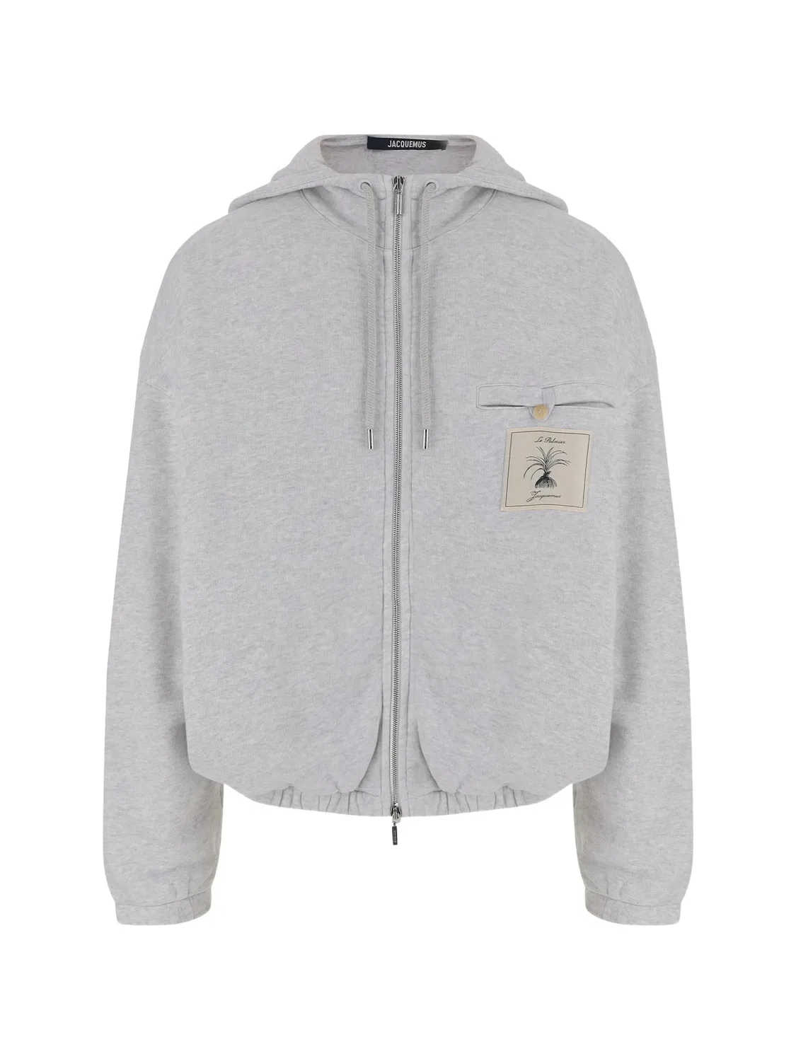 Худи на молнии с вышивкой серое Jacquemus, серый