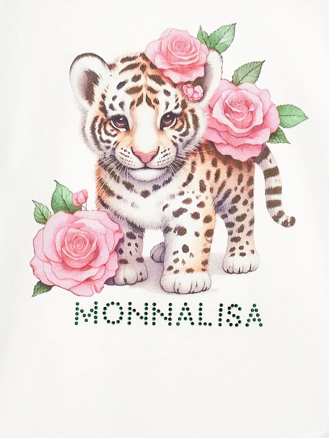 Футболка с графическим принтом тигра Monnalisa, белый — фото 2