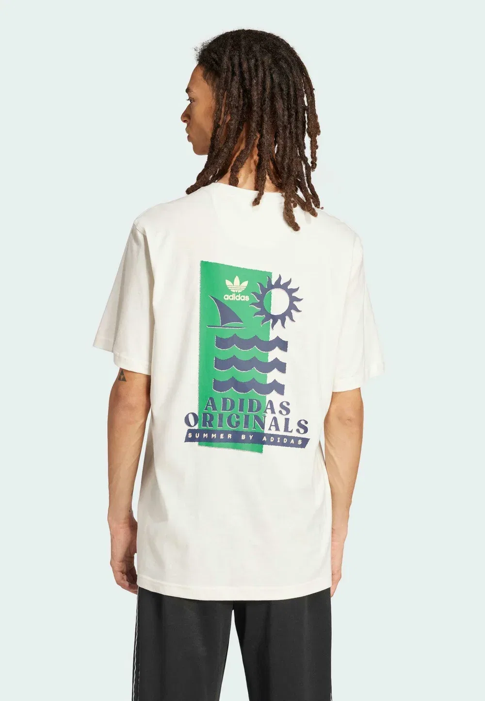 Футболка с принтом трилистника Adidas Originals, Off White
