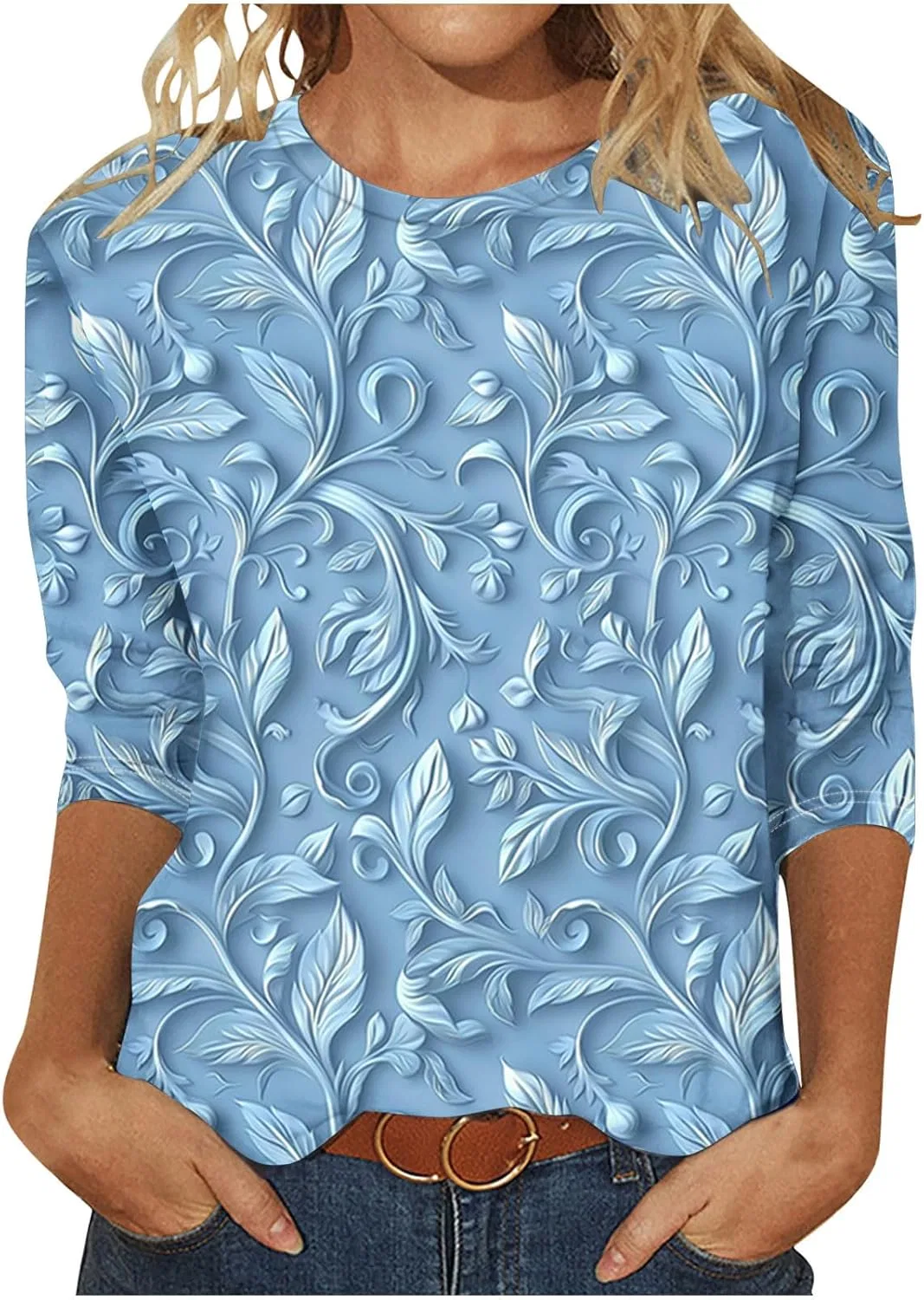 Женская футболка с 3/4 рукавом тюник Oversize, Multicolor-4