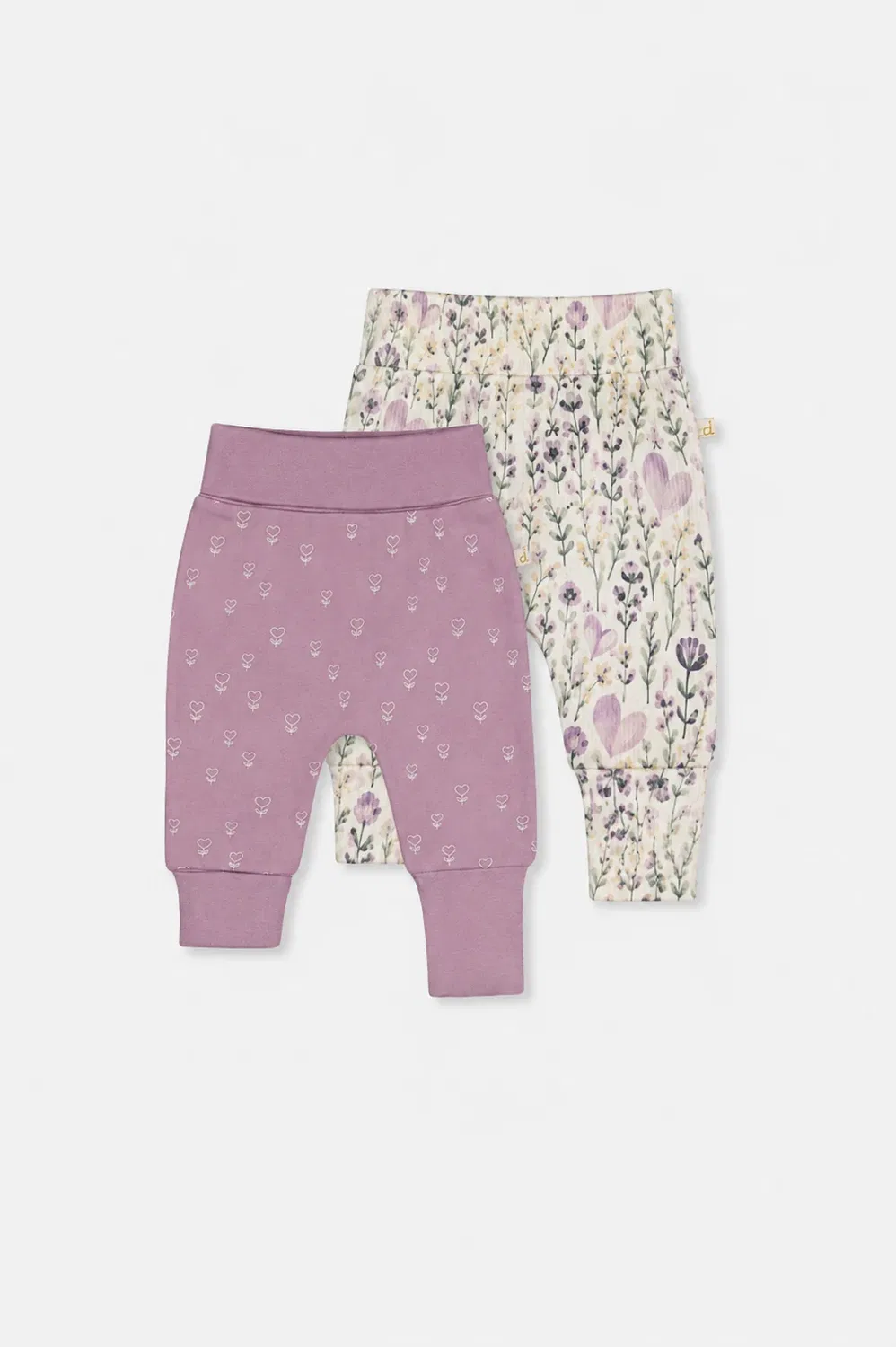 Детские штаны-комплект 2 пары хлопковые Evolutive Deux par Deux, Purple Floral Print