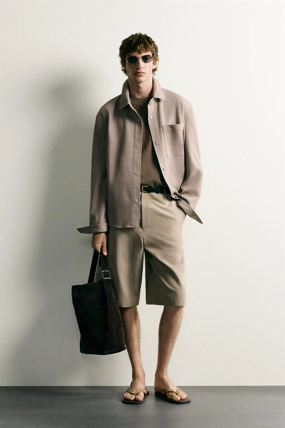 Комфортная рубашка без складок ZARA, Braun meliert