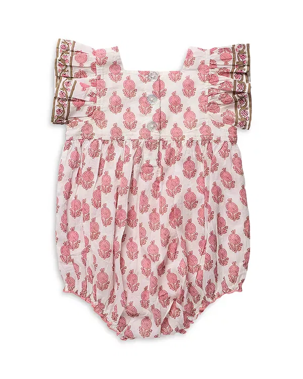 Детский комбинезон для девочек с воланами Elsie Bubble Pink Chicken, Pink Dahlia Floral — фото 2