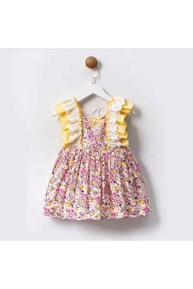 Детское платье для девочек с графическим принтом Mmg Kids Wear, Yellow-Pink