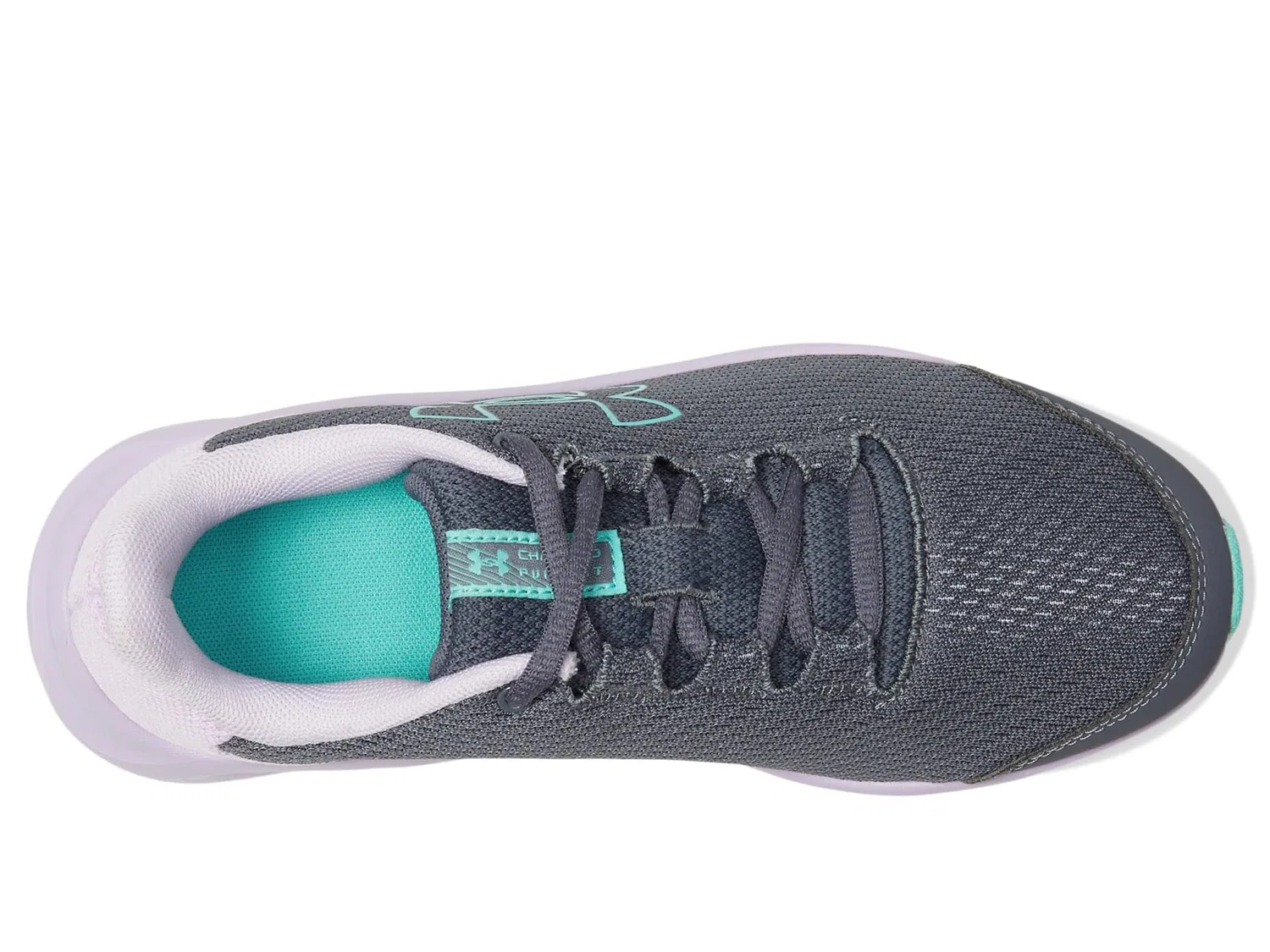 Детские кроссовки для девочек с логотипом Under Armour, 101 Castlerock Purple Ace Radial Turquoise — фото 3