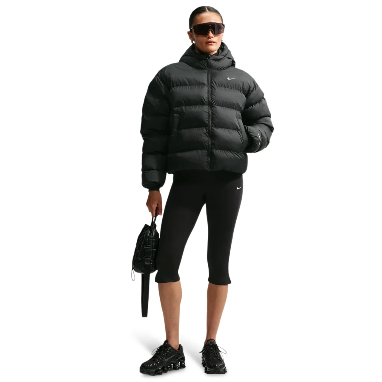 Женская куртка-пуховик с капюшоном Nike Therma-FIT Synthetic Classic Jacket, Black/Sail — фото 3