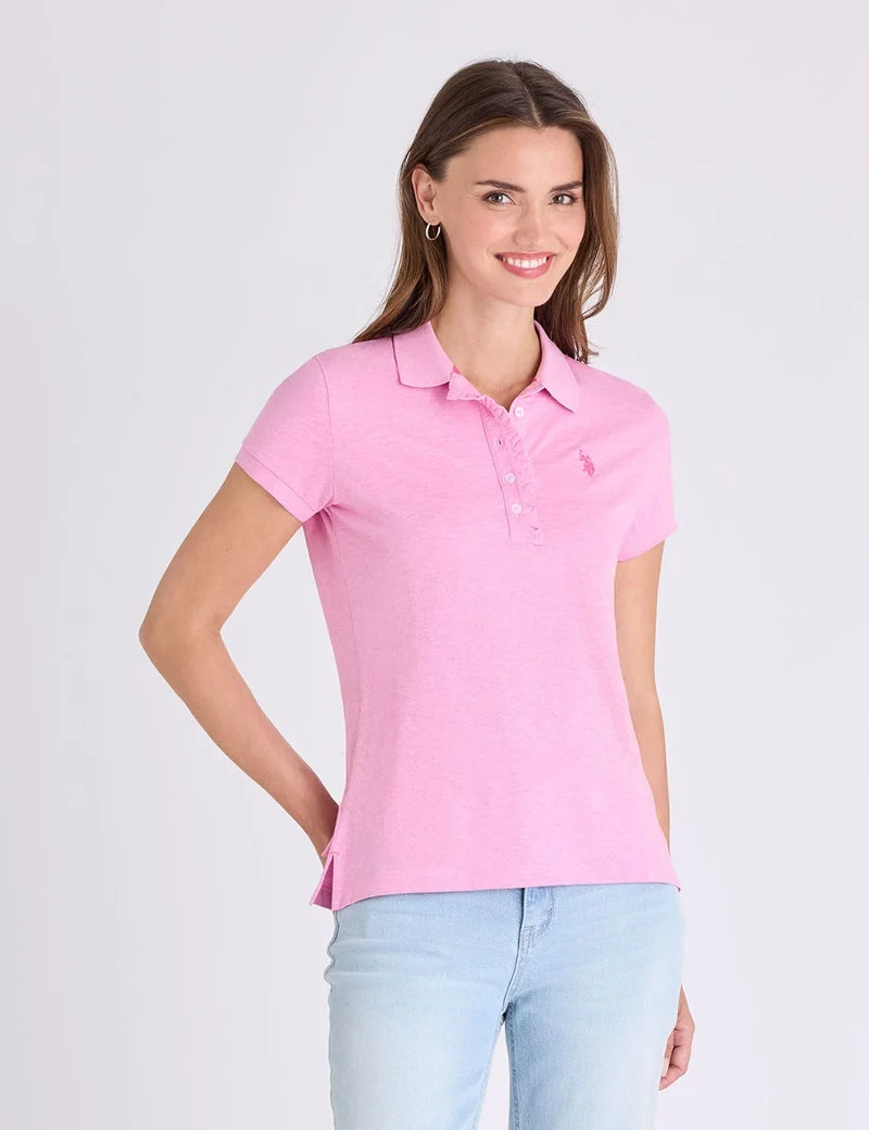 Женская футболка-поло U.S. Polo Assn. Ruffle Trim Slub Jersey, розовый — фото 4