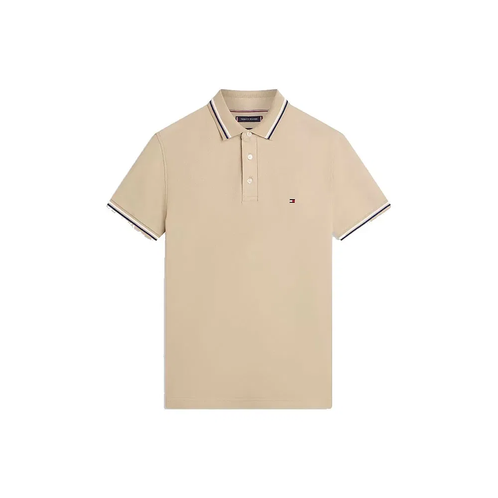 Поло с коротким рукавом slim fit Tommy Hilfiger, бежевый — фото 3
