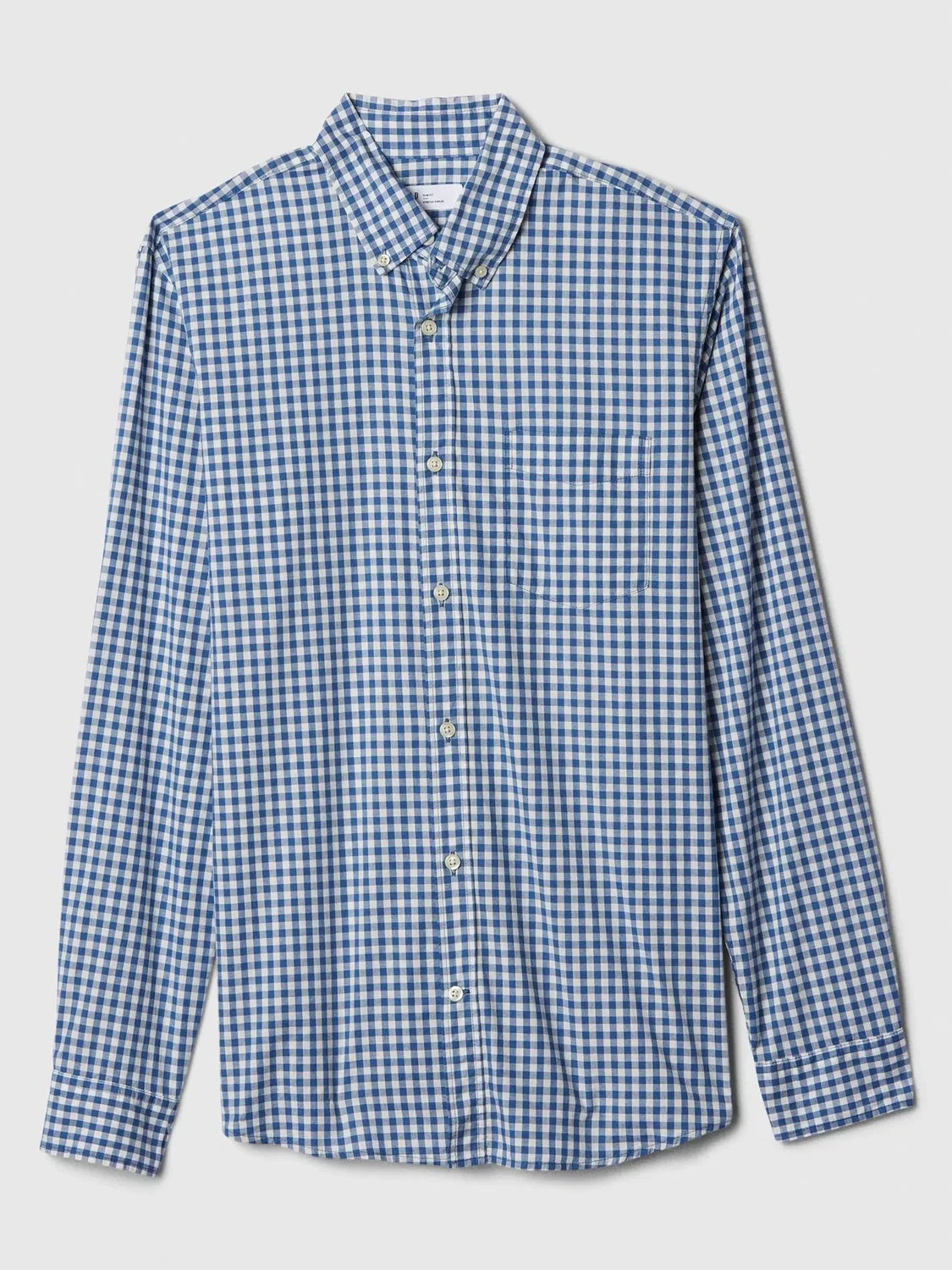 Рубашка из поплина, синяя клетка, Slim Fit Gap, синий — фото 4